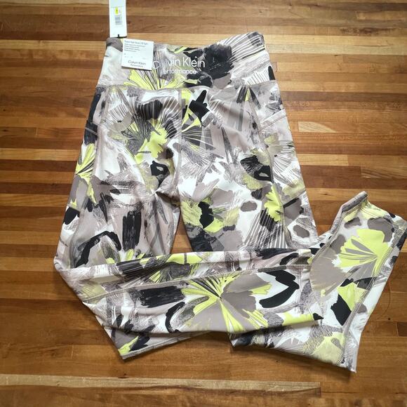 Calvin Klein Floral-Print 7/8 Leggings - Collage Floral Beige M - Picture 6 of 9